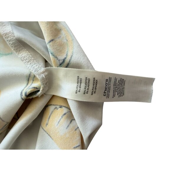 CHICOS Weekend Lemon Print Short Sleeve Active Top Size Chicos 3 / US XL - Picture 5 of 9